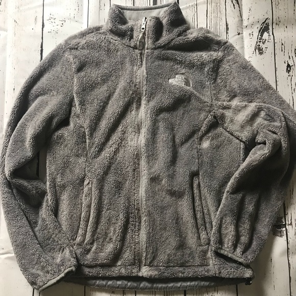 Northface Gray Fuzzy Zip Up Sweatshirt - Sz Small - Picture 1 of 8